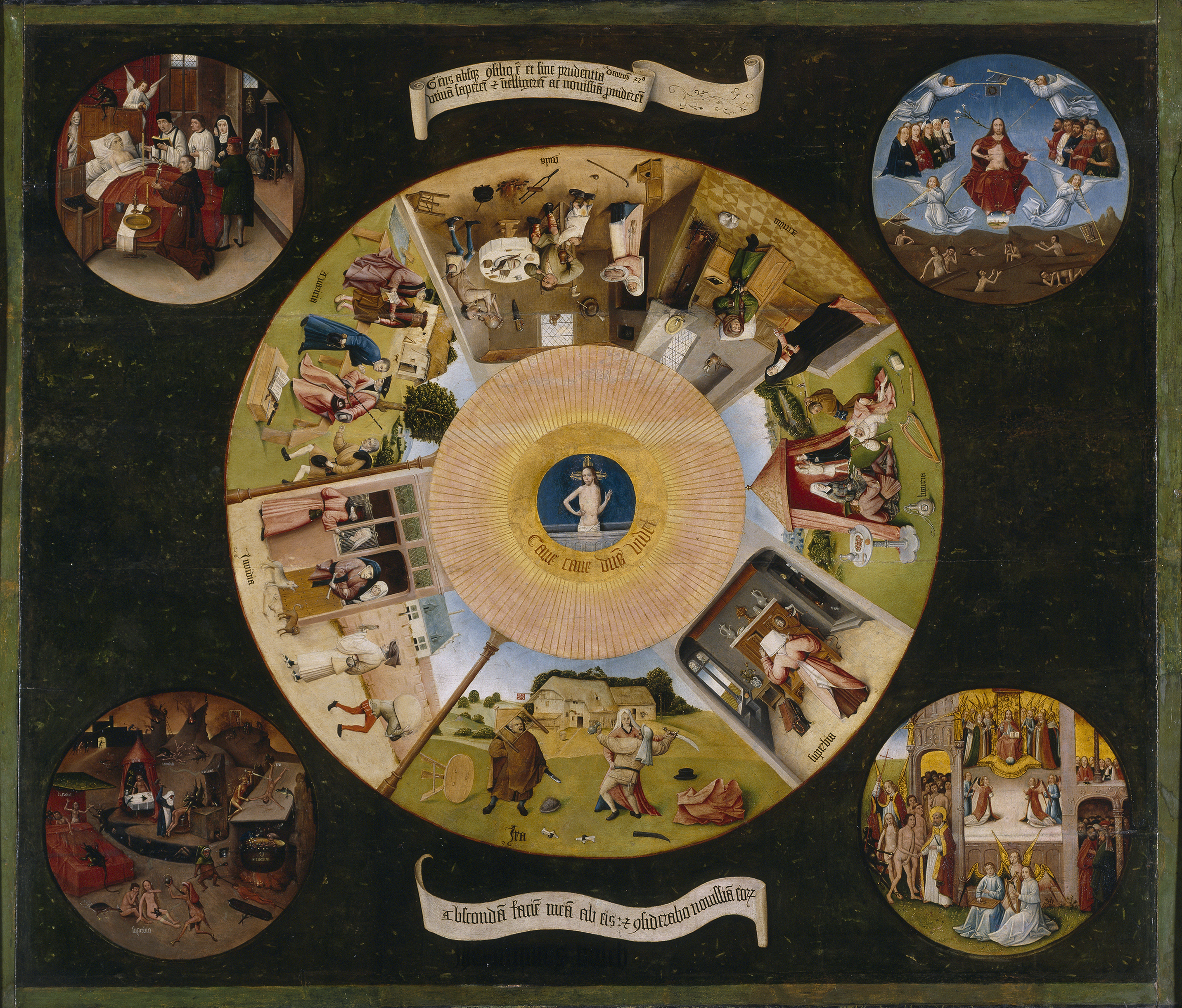 Painting by Hieronymus Bosch- The Seven Deadly Sins and the Four Last Things (1550)