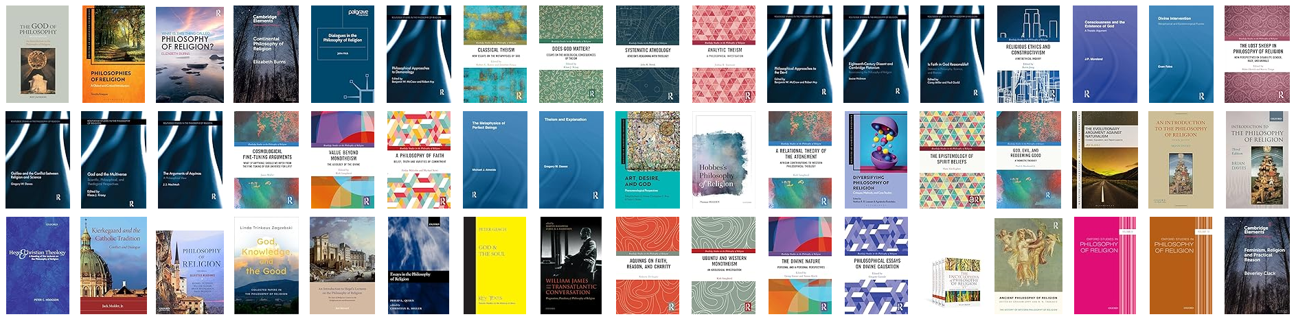 Covers of philosophy of religion books, added recently at the Heythrop Library (Oct 2024-May 2025).