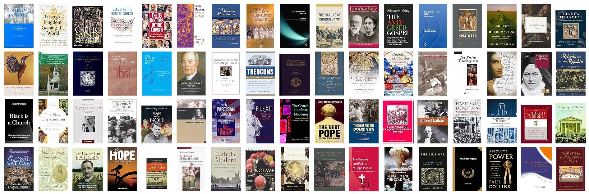 Covers of some of the books on Church History added to the Heythrop Library (October 2024 to July 2025)