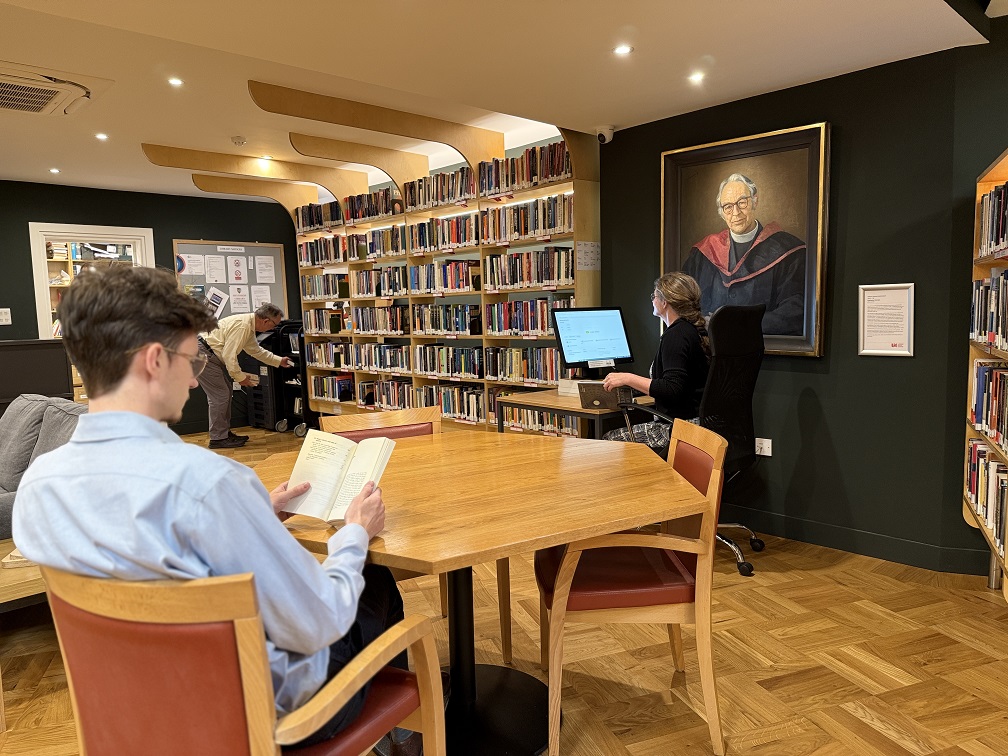 Three Heythrop Library users in our Mount Street reading room .