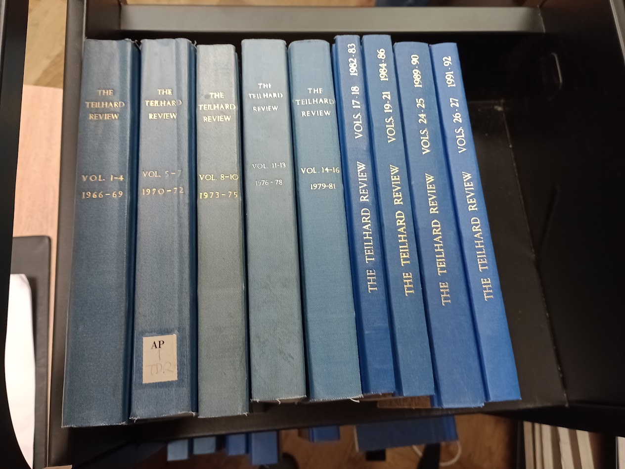 Trolley with nine volumes from The Teilhard Review.