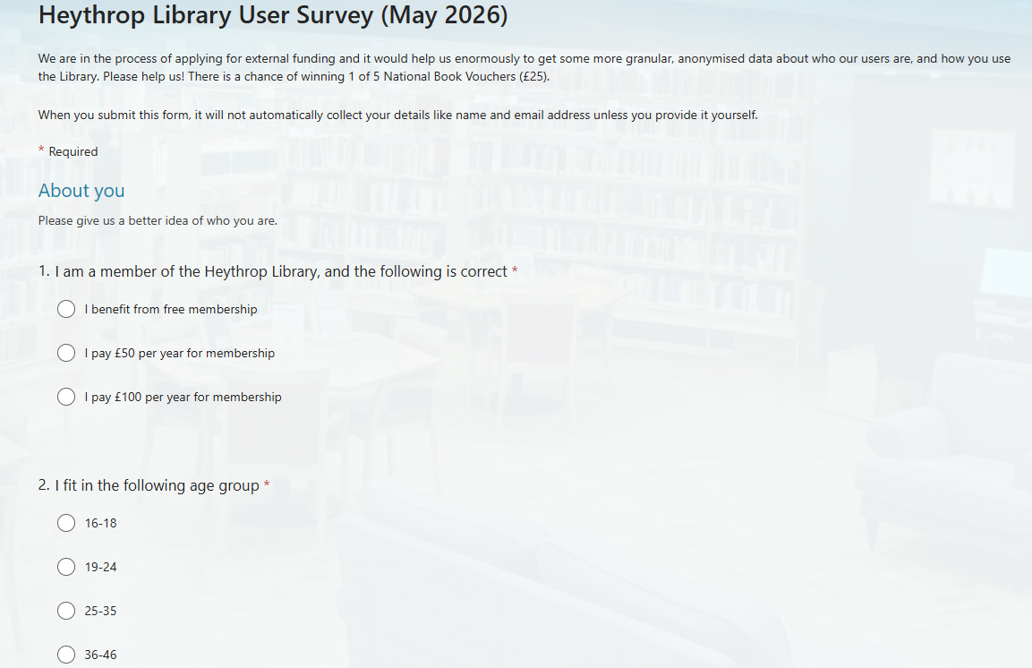 Preview of the top of the Library User Survey.