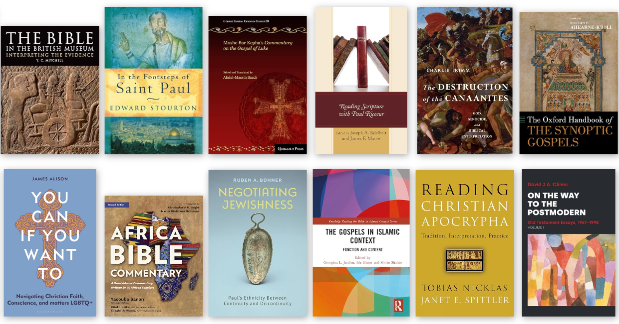 12 of the 179 book covers of Biblical studies books added at the Heythrop Library (Oct 2025 to Sep 2026).