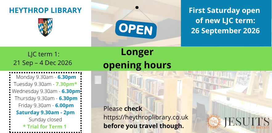 Banner shows longer opening hours for LJC teaching term (from 21 Sep to 4 Dec 2026): Mon, Wed & Thu: 9:30 am to 6:30pm Tue 9:30 am to 7:30pm Fri 9:30am to 6pm Sat 9:30am to 2pm