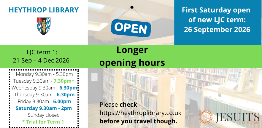 Change in opening hours : to LJC term time
