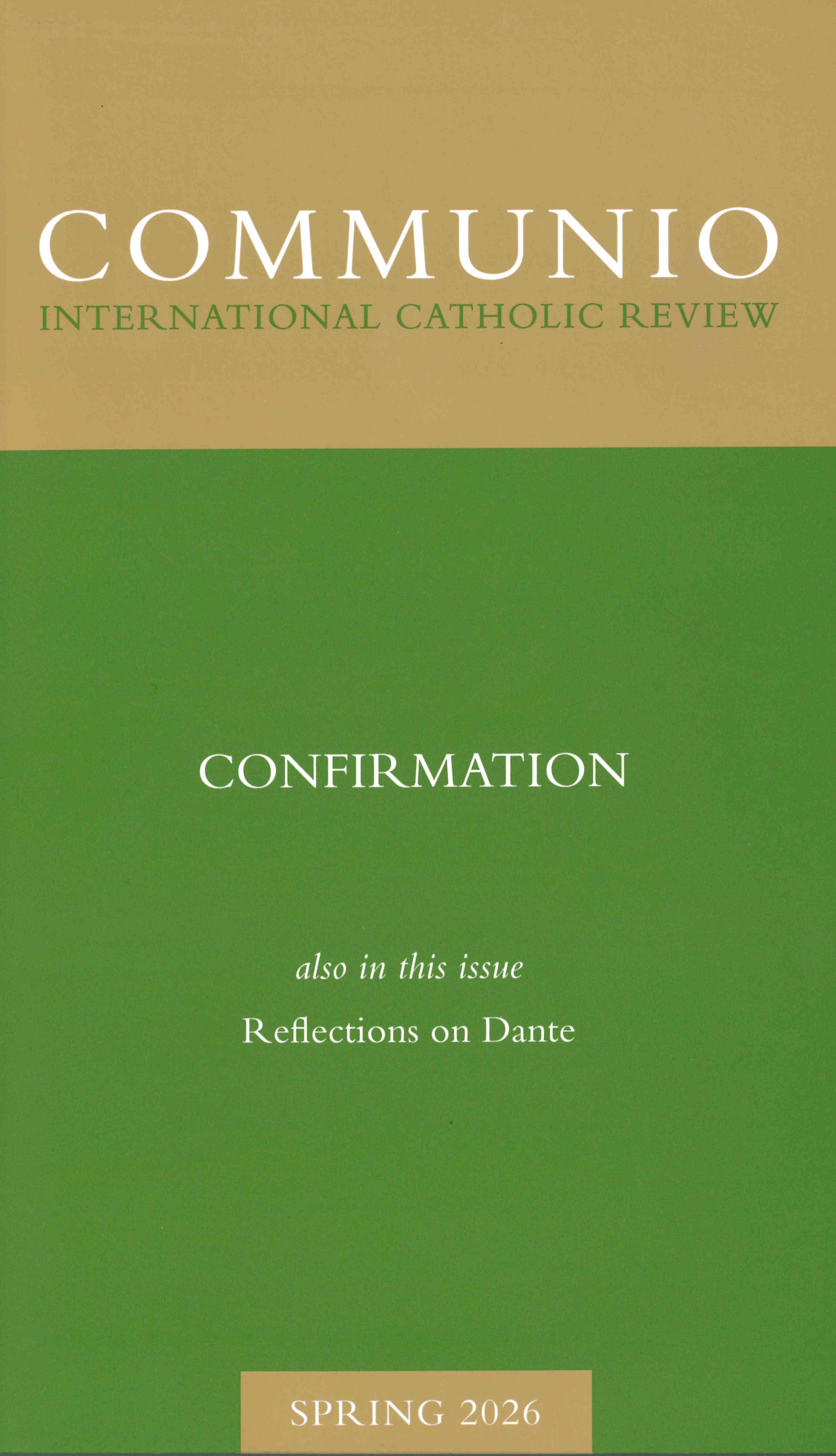 Cover of the Communio (English language version), Spring 2026, on the theme of Confirmation